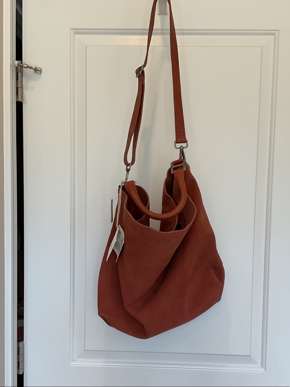 Free People Rust Suede Hobo Shoulder Bag